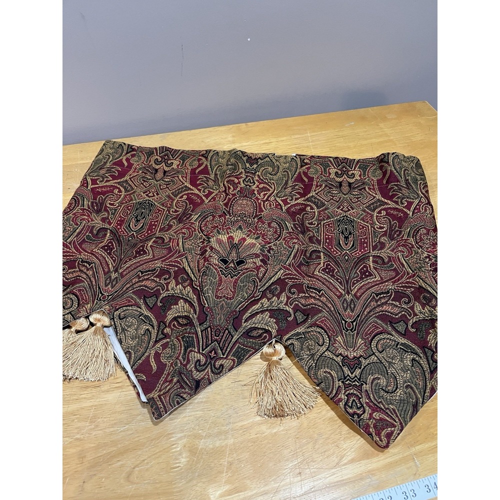 Vtg Springs Mahal tapestry valances 50" x 20" 4‎ point tassels Ruby & Gold